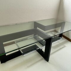 アルテジャパン ガラステーブル ガラス 黒 幅122cm ローテーブル リビングテーブル ブラックの画像