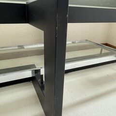 アルテジャパン ガラステーブル ガラス 黒 幅122cm ローテーブル リビングテーブル ブラックの画像