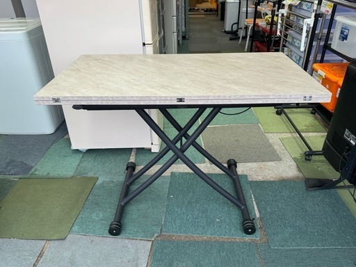 【リサイクルサービス八光】ディノス　昇降テーブル　伸縮テーブル　エクステンション　コンクリート調