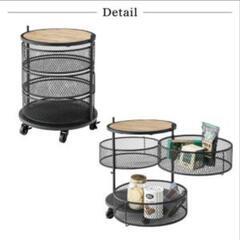 ワゴン サークル 3D 収納 丸型 三段 スチール かご 収納 ワゴン コンパクト 丸テーブル サイドテーブル キャスターの画像