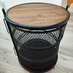 ワゴン サークル 3D 収納 丸型 三段 スチール かご 収納 ワゴン コンパクト 丸テーブル サイドテーブル キャスターの画像