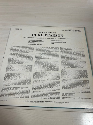 DUKE PEARSON / Tender Feelin’s  デューク ピアソン テンダー フィーリンズ LP