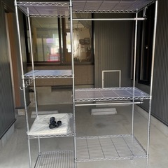 取引中　値下げ！　洋服　鞄　収納　スチールラック　カバー未使用の画像