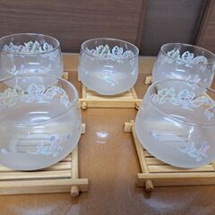 タンブラー ガラスコップ 5客セット 茶托付きの画像