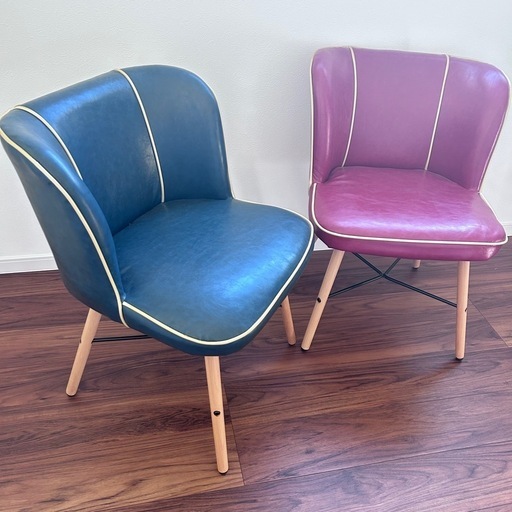 未使用！2脚セット レザーチェア 椅子 革製（アンティーク　ダイニング等にも