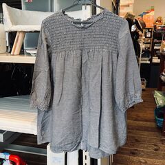 Naflat（ナフラット）七分袖プルオーバーチュニック（千鳥格子）ＬＬ