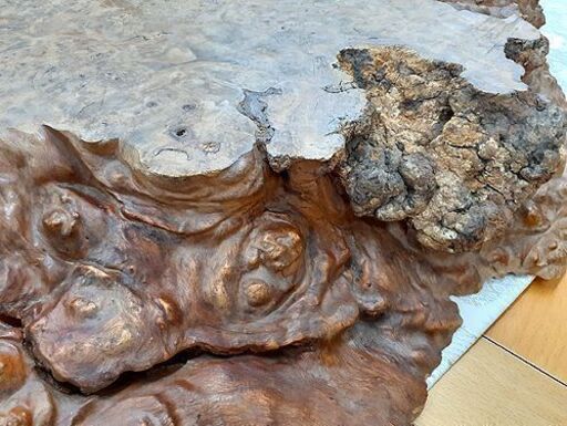札幌【瘤 杢目 花台 香炉台 天然木】幅約72×50cm 厚さ約11cm 飾台 置台 敷台 瓶台 盆栽台 煎茶台 煎茶盆 無垢板 一枚