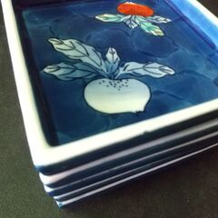 角型小皿　藍色　蕪柄　5客の画像