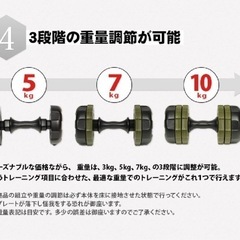 アーミーダンベル 10kg 2個セット ブラック LEDB-10BK*2の画像