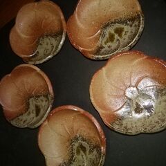 信楽　ネジ梅柄　小皿　5客の画像