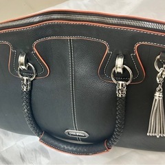 ＜美品♪＞Folli Follie フォリフォリ 2way ハンドバッグ トートバッグ・黒×オレンジ ・専用袋付・PAYPAY払い可の画像