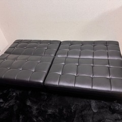ソファーベッド　黒皮 の画像