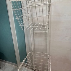 洗濯カゴ 2段 白 ホワイト バスケット