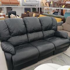 ★ジモティ割あり★リクライニング3Pレザーソファー　BK　高さ（...