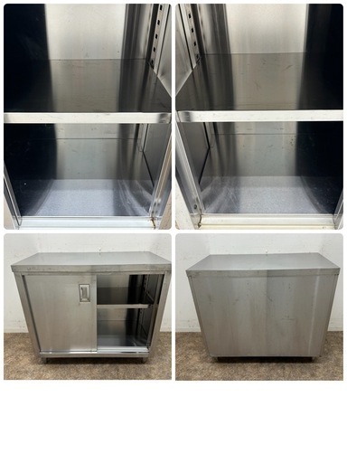 ステンレス　業務用　扉付き作業台　厨房　飲食店　W９００ｘD４５０ｘH８００ｍｍ