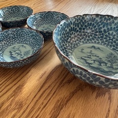 昭和レトロ【有田焼 深皿 小皿セット  唐草 和皿 食器】の画像