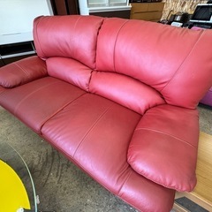 ♻️合皮3人掛ソファ 【ネット決済・配送可・3ヶ月保証】の画像