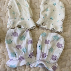 ベビー 帽子 手袋 ミトン 新生児の画像