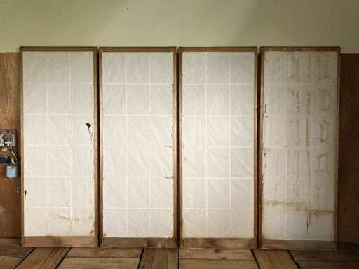 障子窓　2枚セット　レトロな和風建具　はめ殺しタイプ　木製