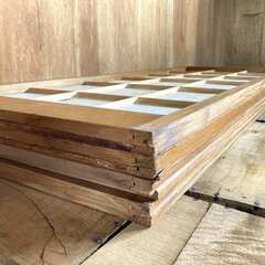 障子窓　2枚セット　レトロな和風建具　はめ殺しタイプ　木製の画像