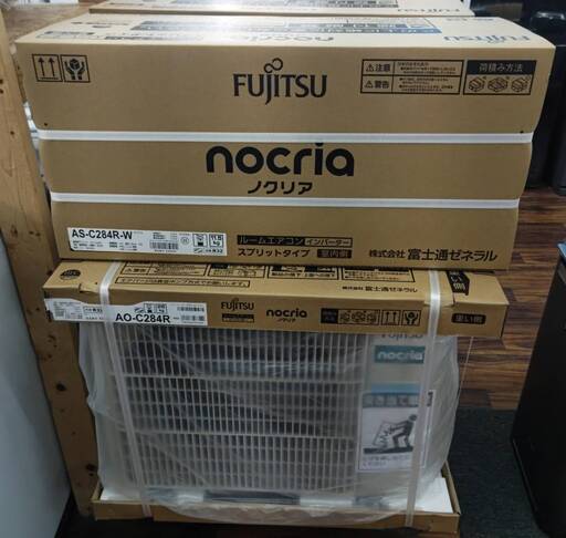 富士通ゼネラル fujitsu  ノクリア nocria Cシリーズ　10畳　 ルームエアコン 室内機 AS-C284R-W 室外機 AO-C284R 　美品良品 未使用