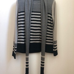 カットソー　ストール2点　チェニック　マフラー　長袖　スパンコール　ボーダー　ストライプの画像