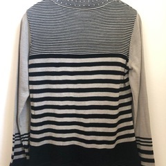 カットソー　ストール2点　チェニック　マフラー　長袖　スパンコール　ボーダー　ストライプの画像