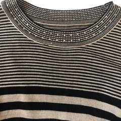 カットソー　ストール2点　チェニック　マフラー　長袖　スパンコール　ボーダー　ストライプの画像