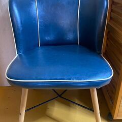 ダイニングチェア　ブルー　フェイクレザー