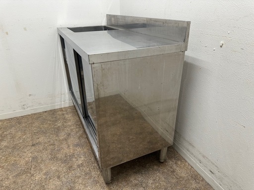 ステンレス　業務用　1層シンク流し台　扉付き　厨房　飲食店　W１１５０ｘD５００ｘH８００ｍｍ