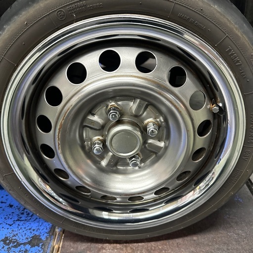 即乗り　155/55R14 5.5j鏡面磨き引っ張りタイヤ　