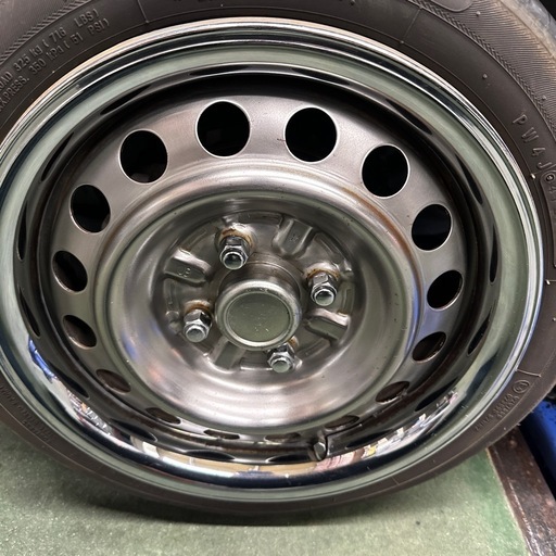 即乗り　155/55R14 5.5j鏡面磨き引っ張りタイヤ