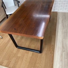 木製ダイニングテーブル ブラウン 長方形 金属脚