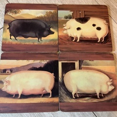 コースター4点セットで　イギリスで30年ほど前に購入　シャビー　...