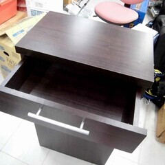 キャビネット 収納棚 幅47×奥行29.5×高さ85.5cm ダークブラウン 引き出し付き 収納家具 苫小牧西店の画像