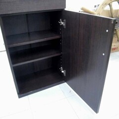 キャビネット 収納棚 幅47×奥行29.5×高さ85.5cm ダークブラウン 引き出し付き 収納家具 苫小牧西店の画像