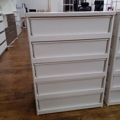 ★ジモティ割あり★  プラチェスト モカ×ホワイト H98×D41×W73 クリーニング済み MT2344の画像