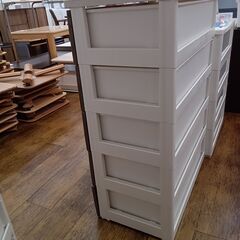 ★ジモティ割あり★  プラチェスト モカ×ホワイト H98×D41×W73 クリーニング済み MT2345の画像