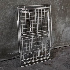 キャンプ ワイヤー 折り畳み ステンレスバスケット 折り畳みの画像