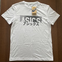 【タグ付未使用】アシックス　asics 白スポーツＴシャツ　カタカナ表記　Ｍの画像