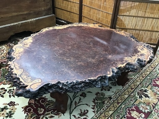 花梨　切り株テーブル　座卓　輪切り一枚板