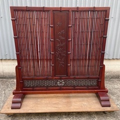 衝立 屏風 間仕切り パーテーション 中古品 中国風 木製 竹 ...
