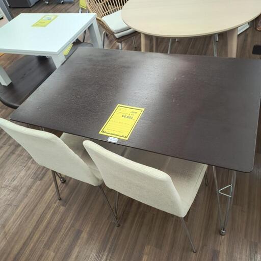 ダイニングセット　茶　イス2脚