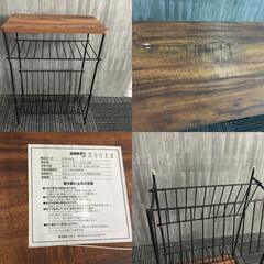 家具３点セット★デスク/チェア/サイドテーブル ニトリ ダークブラウンダークブラウン 折りたたみ コンパクト 学習机 作業台 武蔵村山の画像
