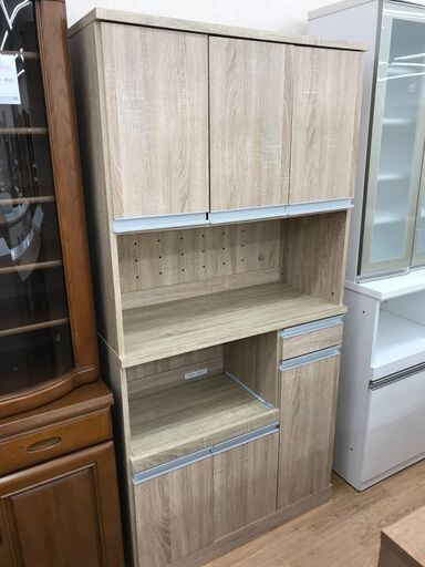 ★ジモティ割あり★  食器棚 薄茶色 H182×W91×D42 クリーニング済み KJ6281