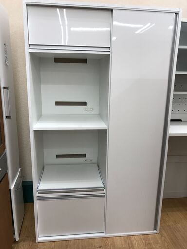 ★ジモティ割あり★  食器棚 ホワイト H180×W105×D55 クリーニング済み KJ6282