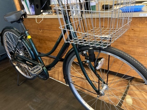 【前輪タイヤ・後輪チューブ新品！】ダイナモライト　6段変速　26インチ自転車　モスグリーン