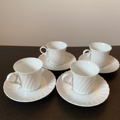 kakamu カップ&ソーサー　4客セット　白磁器