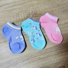 キッズ 女児 スニーカー丈 靴下 くつ下 ユニコーン 15-20 3足の画像