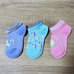 キッズ 女児 スニーカー丈 靴下 くつ下 ユニコーン 15-20 3足の画像